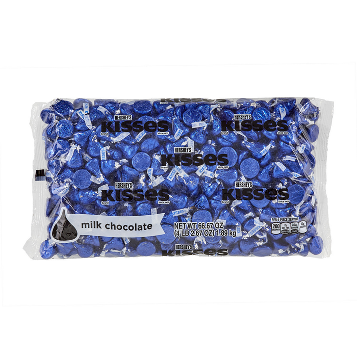 Image of KISSES Milk Chocolates in Dark Blue Foils - 4.16 lbs. [4.16 lb. bag] Packaging
