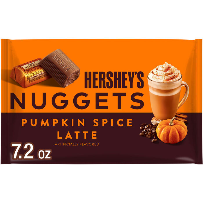 Image of HERSHEY'S NUGGETS Pumpkin Spice Latte Flavored, Fall Candy Bag, 7.2 oz Packaging