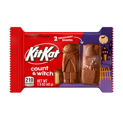 KIT KAT&reg; Milk Chocolate Wafer Count and Witch, Halloween Candy Bar, 1.5 oz