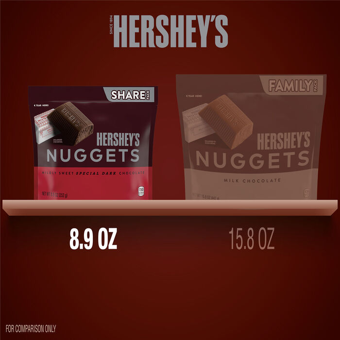 Image of HERSHEY'S NUGGETS SPECIAL DARK Mildly Sweet Chocolate Candy Share Pack, 8.9 oz Packaging