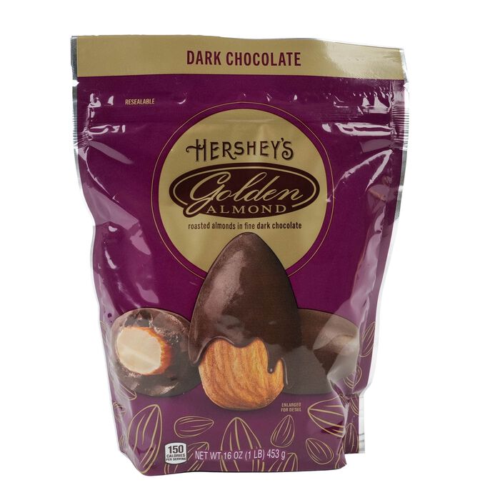 Image of HERSHEY'S Dark Chocolate Covered Almond 16oz Pouch Packaging