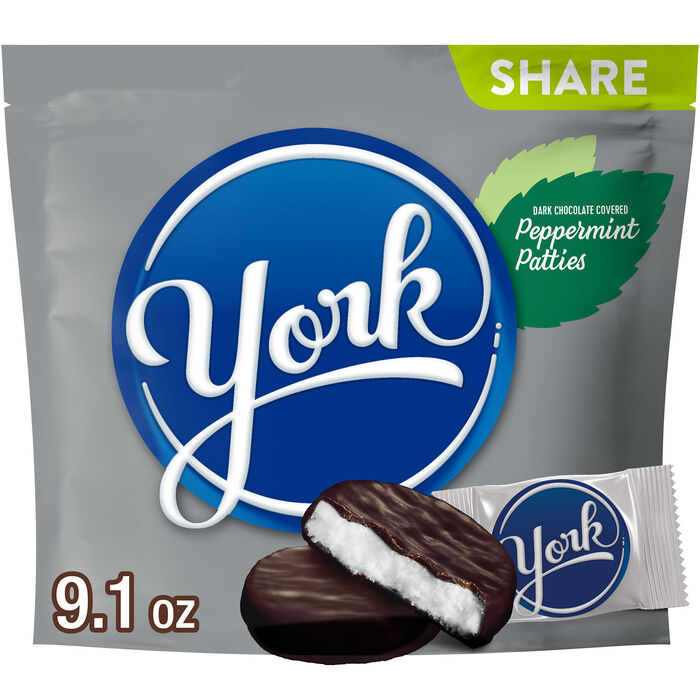 Image of YORK Dark Chocolate Peppermint Patties Candy Share Pack, 9.1 oz Packaging