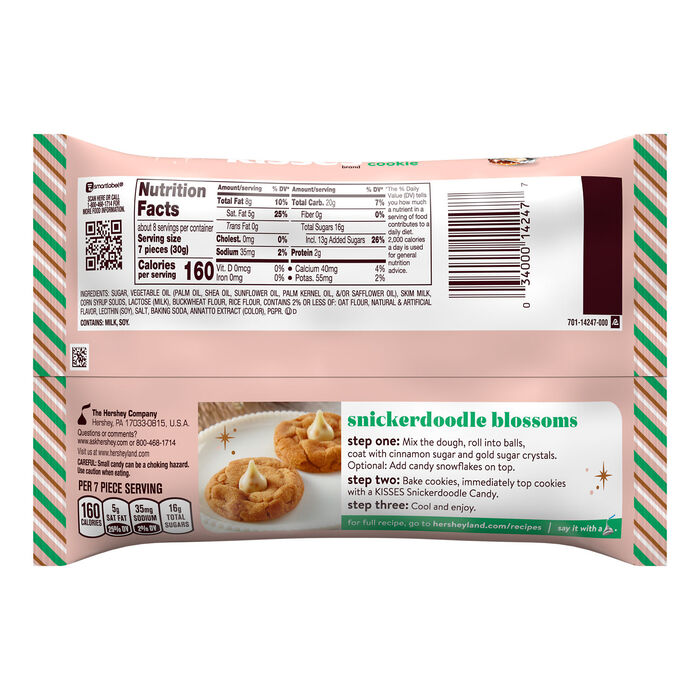 Image of HERSHEY'S KISSES Snickerdoodle Cookie Flavored, Christmas , Candy Bag, 8 oz Packaging