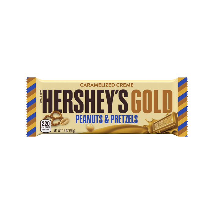Image of HERSHEY'S GOLD with Peanuts & Pretzels Standard Bar Packaging