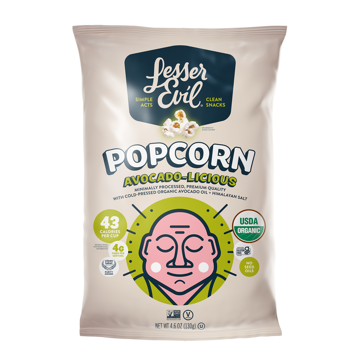 Image of LesserEvil Avocado-licious Popcorn 4.6oz Packaging