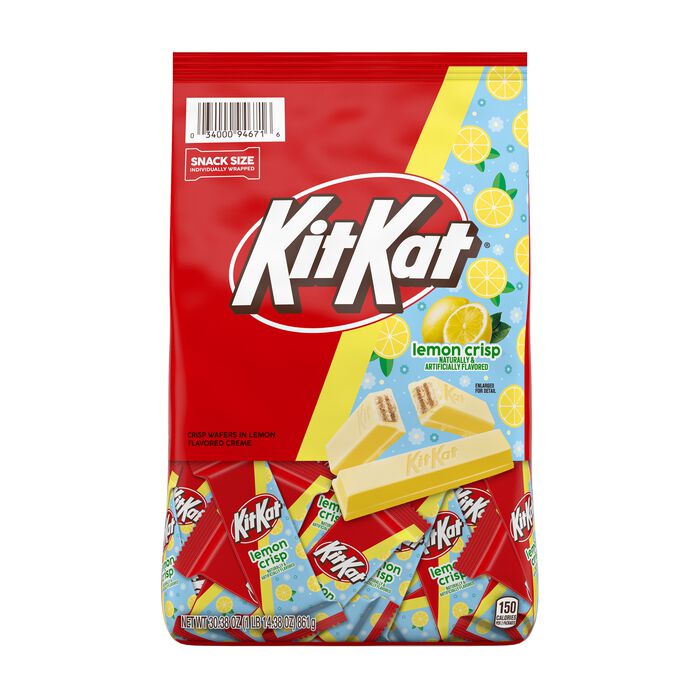 Image of KIT KAT&reg; Lemon Flavored Creme Wafer Snack Size, Party Size Candy Bag, 30.38 oz Packaging