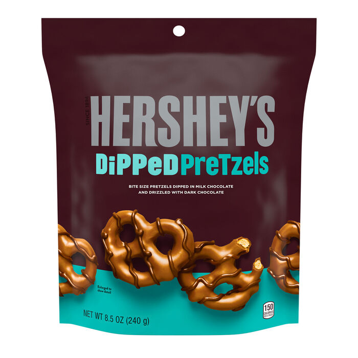 Image of HERSHEY'S Milk Chocolate Dipped Pretzels 8.5oz Candy Bag Packaging
