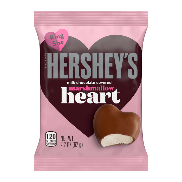 Image of Valentine's HERSHEY'S Milk Chocolate Marshmallow Heart 2.2 oz. Packaging