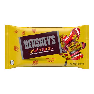 HERSHEY'S Miniatures Assorted Milk and Dark Chocolate Bite Size, Individually Wrapped Candy Bars Bag, 9.9 oz