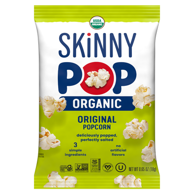 Image of SKINNYPOP Original Popcorn, .65oz bag Packaging