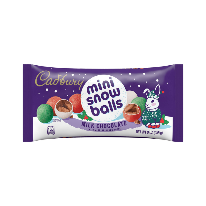 Image of Holiday CADBURY Milk Chocolate Mini Snowballs, 9 oz. Bag Packaging