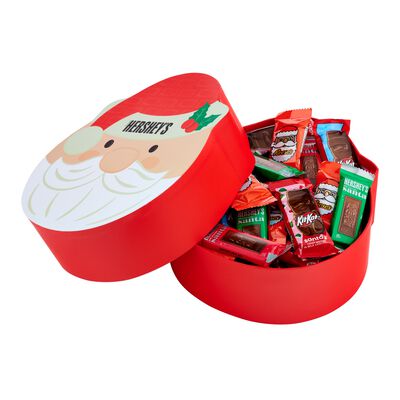 HERSHEY'S Assorted Snack Size Santas Filled Santa Shaped Holiday Gift Box, 1 lb