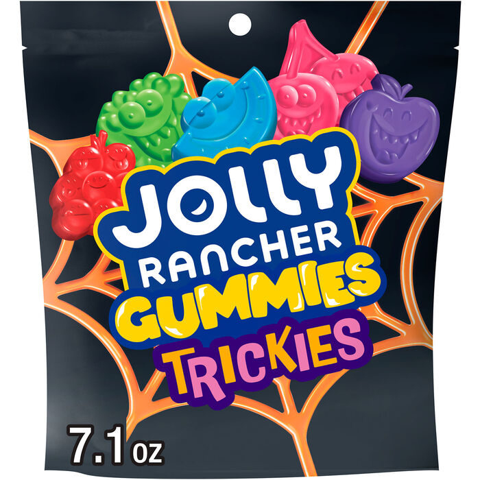 Image of JOLLY RANCHER TRICKIES Gummies Assorted Fruit Flavored, Halloween Candy Resealable Bag, 7.1 oz Packaging