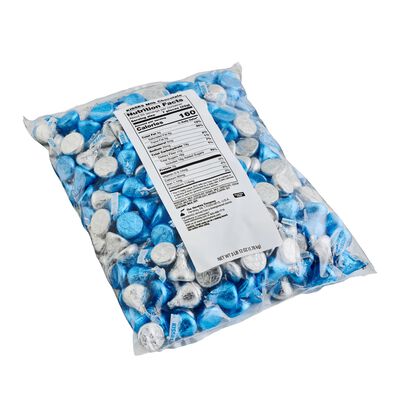 HERSHEY'S KISSES Blue and Silver Foils Chocolate Candy Bulk Bag, 60 oz