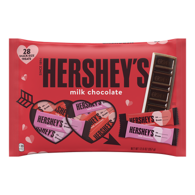 Valentines HERSHEY'S Milk Chocolate Snack Size Exchange Bag 28-Piece, 12.6 oz.