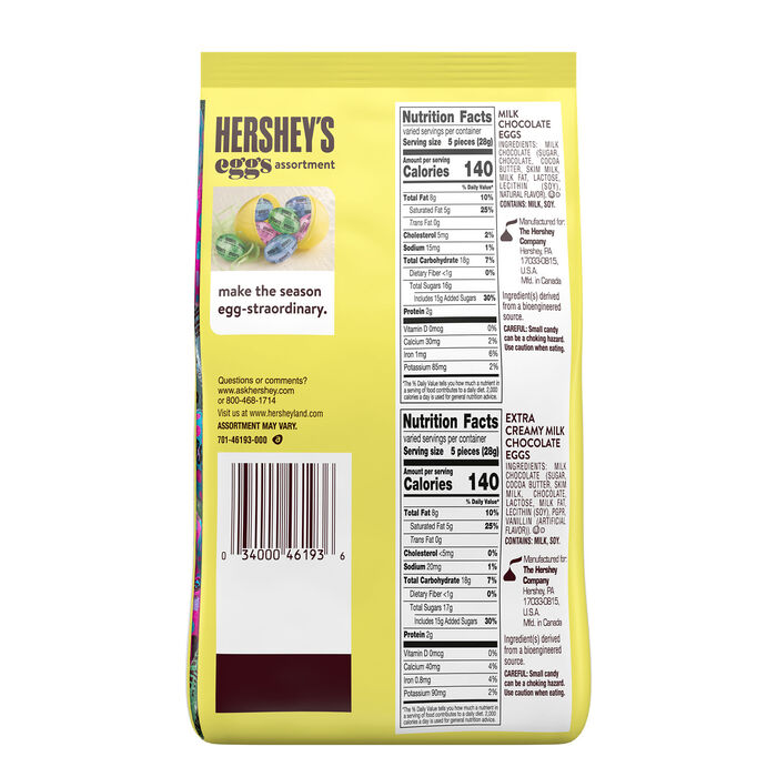 Image of HERSHEY'S Assorted Eggs, Easter Candy Bulk Bag, 29.33 oz Packaging