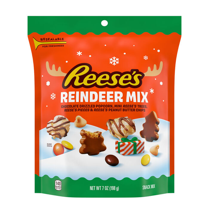 Image of REESE'S Reindeer Mix Assorted, Christmas , Snack Mix Bag, 7 oz Packaging