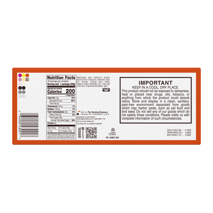 Reese's peanut butter cups nutrition label