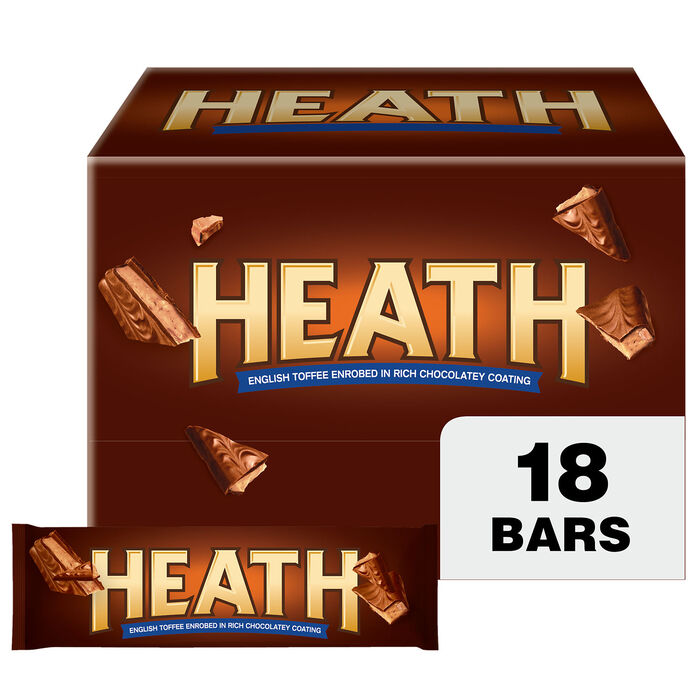 Image of HEATH Chocolatey English Toffee Candy Bars, 1.4 oz (18 Count) Packaging
