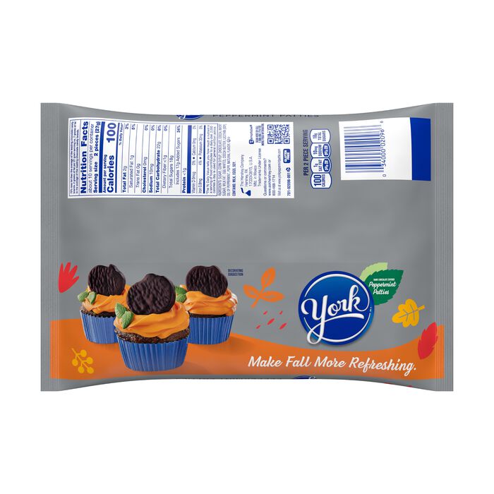 Image of YORK Dark Chocolate Peppermint Patties Pumpkins, Individually Wrapped Candy Bag, 9.6 oz Packaging
