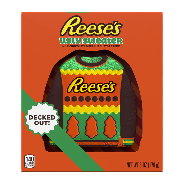Image of Holiday REESE'S Peanut Butter Milk Chocolate Ugly Sweater Box 6oz Packaging