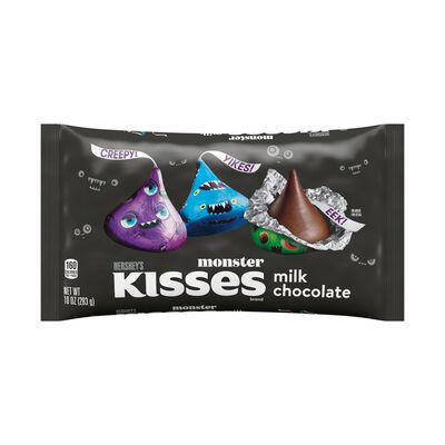 HERSHEY'S KISSES Milk Chocolate Monster Foils Halloween Candy Bag, 10 oz