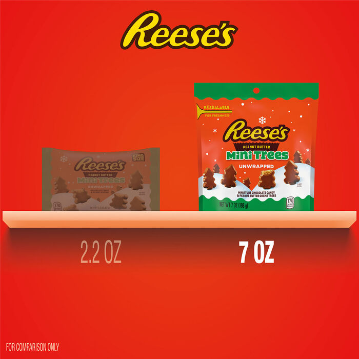 Image of REESE'S Chocolate Peanut Butter Creme Mini Trees, Christmas , Candy Bag, 7 oz Packaging