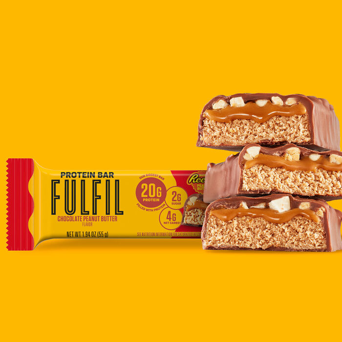 Image of FULFIL Chocolate and REESE'S Peanut Butter Flavored Protein Bar Box, 1.94 oz  ea. (12 Count) Packaging