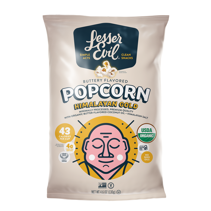 Image of LesserEvil Himalayan Gold Popcorn 4.6oz Packaging