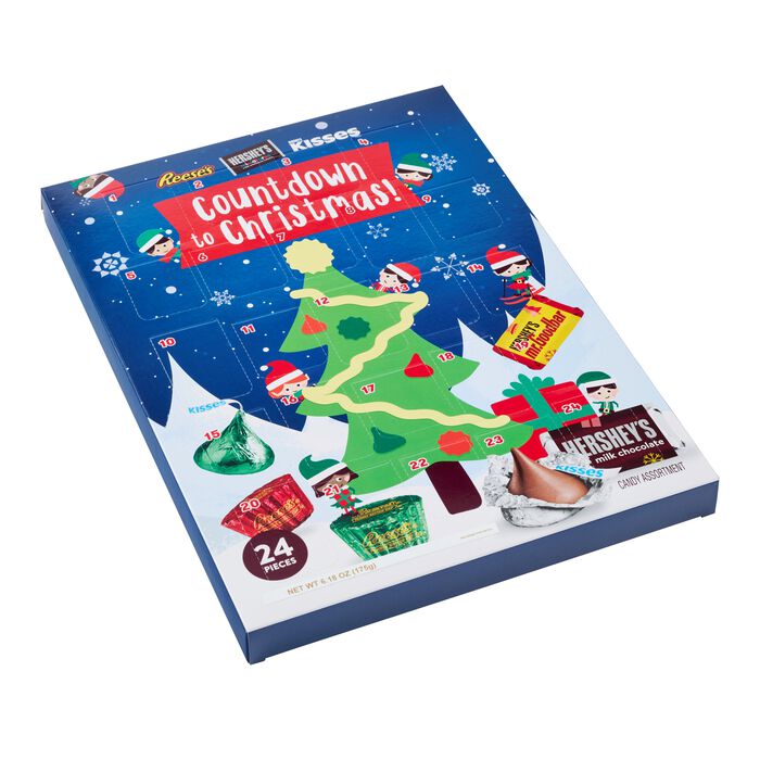 Image of HERSHEY'S Countdown to Christmas Advent Calendar with Assorted Miniature Candies Packaging