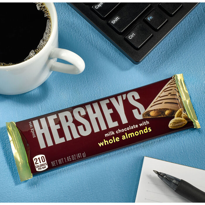 Image of HERSHEY'S Milk Chocolate with Whole Almonds Candy Bars, 1.45 oz (36 Count) Packaging