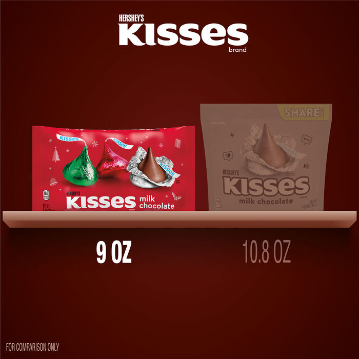 Image of HERSHEY'S KISSES Milk Chocolate, Christmas , Candy Bag, 9 oz Packaging