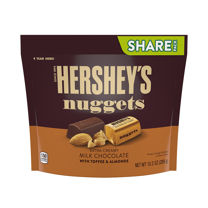 Image of HERSHEY'S NUGGETS Milk Chocolate with Toffee and Almonds Pack of 5 Packaging