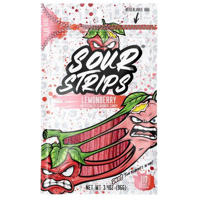 Sour Strips Lemonberry Candy Peg Bag, 3.4oz