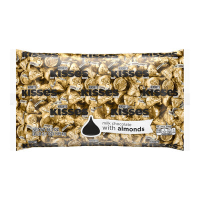 HERSHEY'S KISSES Milk Chocolates with Almonds in Gold Foils - 66.7oz Candy Bag