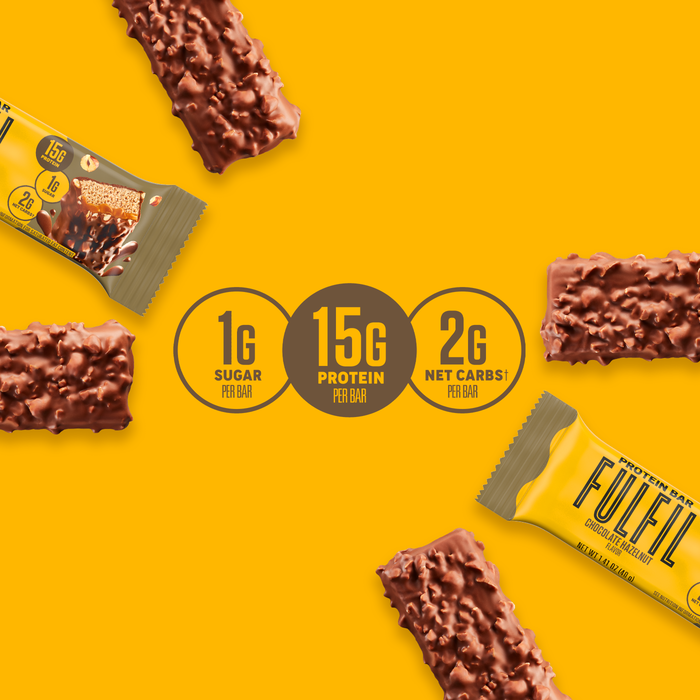 Image of FULFIL Chocolate Hazelnut Flavored Protein Bars, 1.41 oz (12 Count) Packaging