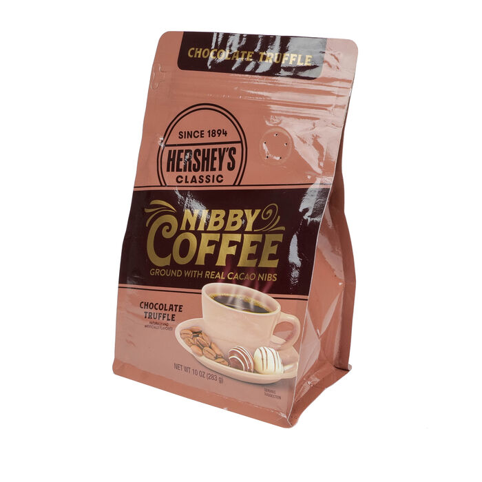 Image of HERSHEY'S Nibby Coffee Chocolate Truffle Flavor 10oz Bag Packaging