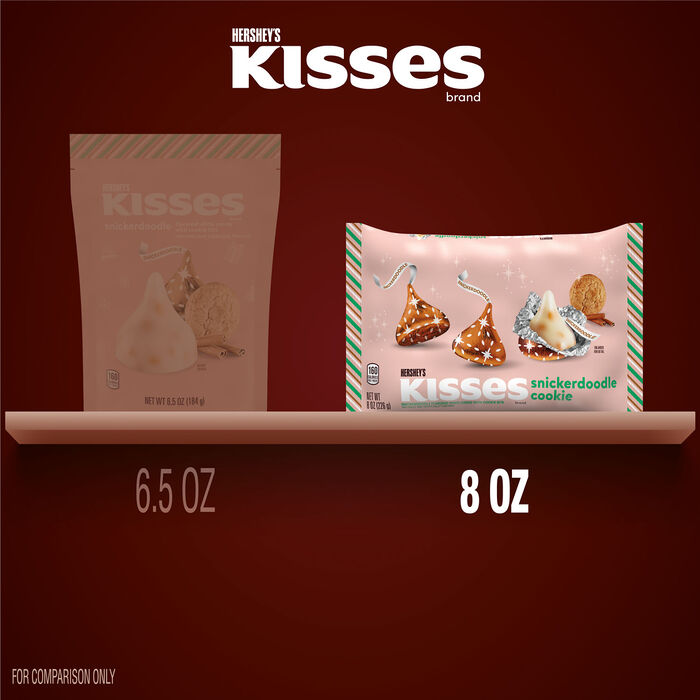 Image of HERSHEY'S KISSES Snickerdoodle Cookie Flavored, Christmas , Candy Bag, 8 oz Packaging
