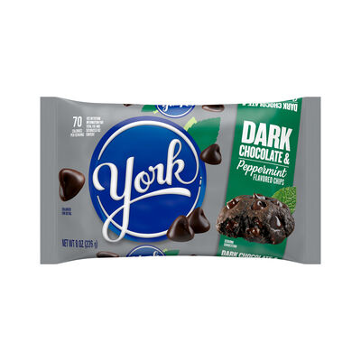 YORK Dark Chocolate and Peppermint Flavored Baking Chips Bag, 8 oz