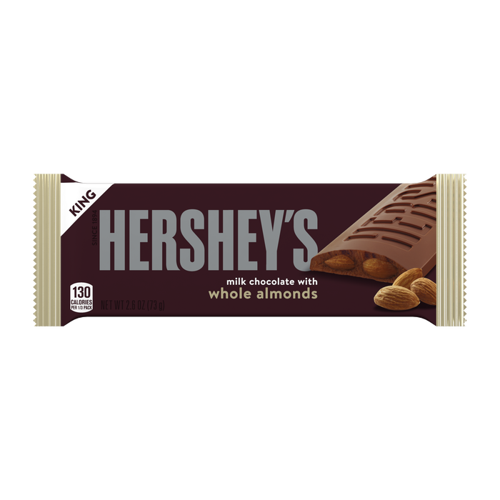 Image of HERSHEY'S Milk Chocolate with Almonds King Size Candy Bar, 2.6 oz Packaging