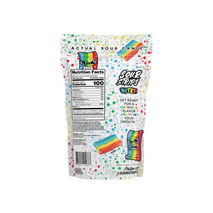 Image of Sour Strips Rainbow Bites Candy Bag, 6.35oz Packaging