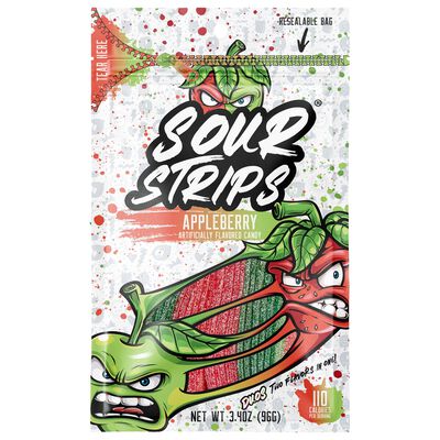 Sour Strips Appleberry Candy Peg Bag, 3.4oz