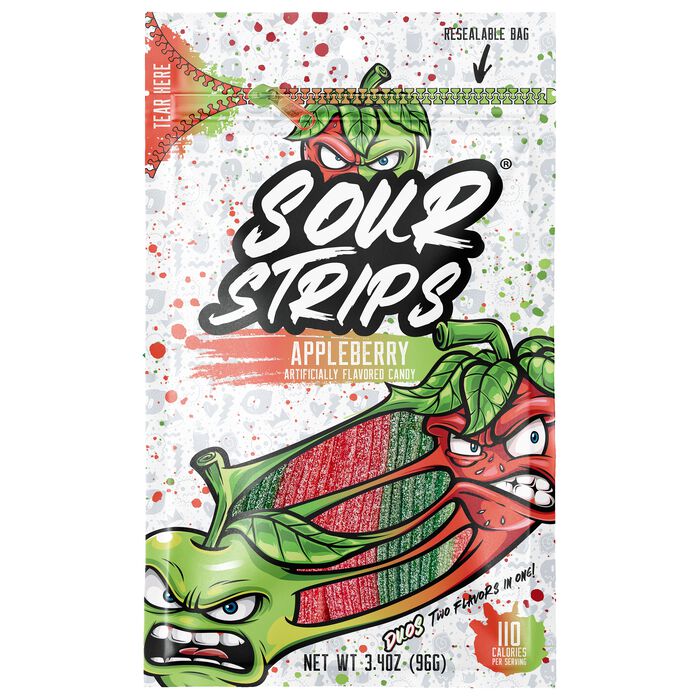 Image of Sour Strips Appleberry Candy Peg Bag, 3.4oz Packaging
