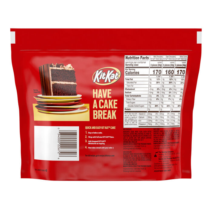 Image of KIT KAT Milk Chocolate Dark Chocolate Miniatures Assorted 10.1oz Candy Bag Packaging