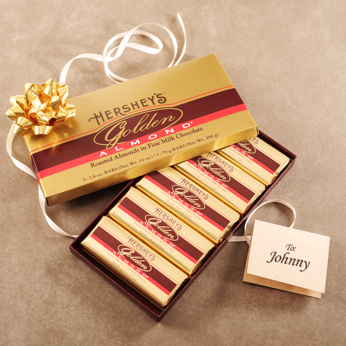 Image of HERSHEY'S GOLDEN ALMOND Bar - 5 bar gift box [14 oz. box] Packaging