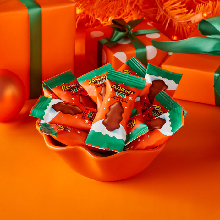 Image of REESE'S Milk Chocolate Snack Size Peanut Butter Trees, Christmas Candy Bag, 9.6 oz Packaging