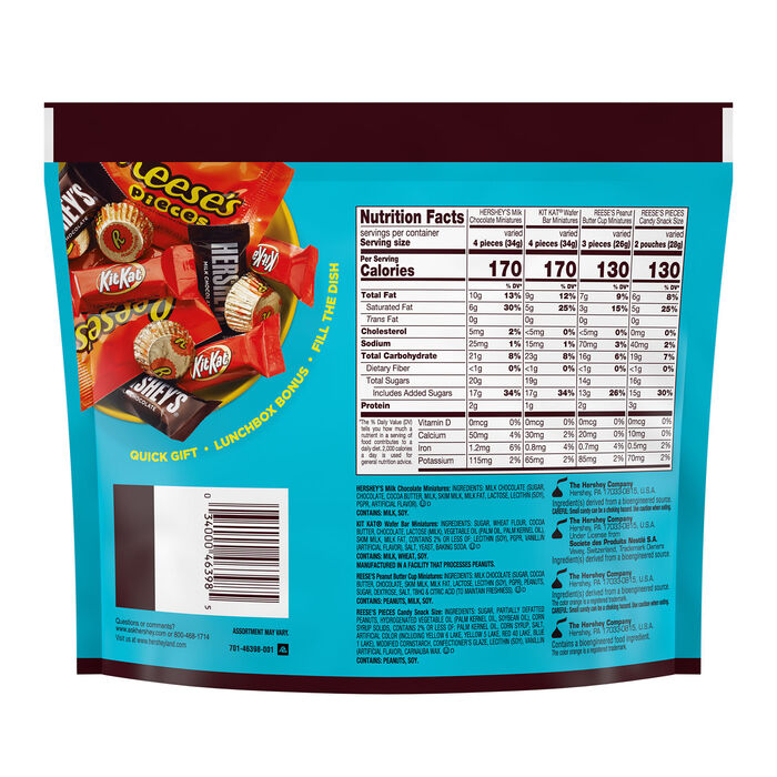 Image of HERSHEY'S, KIT KAT&reg; and REESE'S Miniatures Assorted Flavored Candy Share Pack, 8 oz Packaging