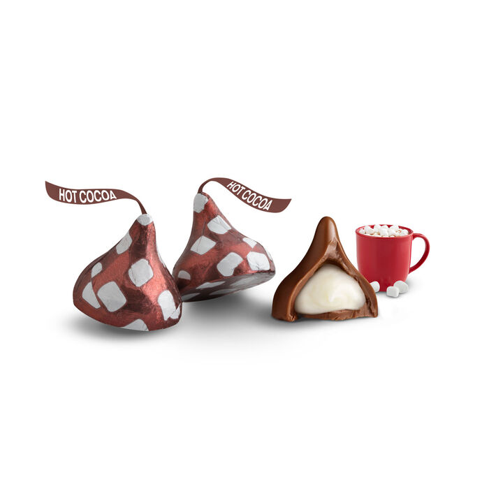 Image of HERSHEY'S KISSES Hot Cocoa Flavored Milk Chocolate, Christmas , Candy Bag, 9 oz Packaging