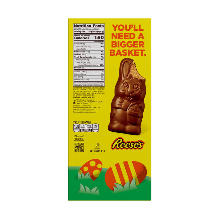 Image of REESE'S BUNNY Milk Chocolate Peanut Butter, Easter  Candy  Gift Box, 1 lb Packaging