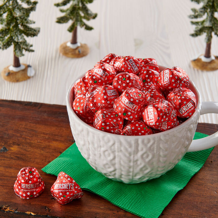 Image of HERSHEY'S Peppermint Bark Bells, Christmas , Candy Bag, 8 oz Packaging